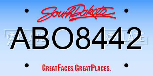 ABO8442 South Dakota License Plate