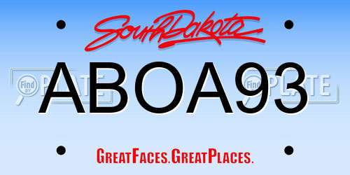 ABOA93 South Dakota License Plate