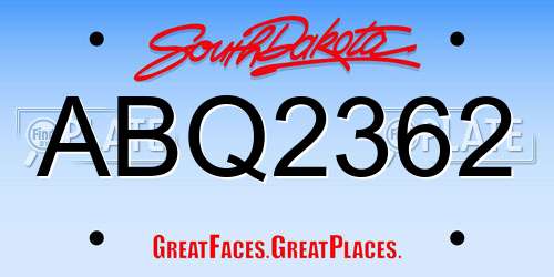 ABQ2362 South Dakota License Plate