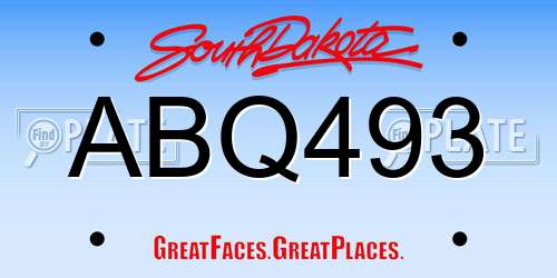 ABQ493 South Dakota License Plate