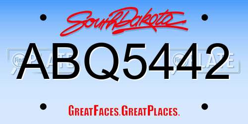 ABQ5442 South Dakota License Plate