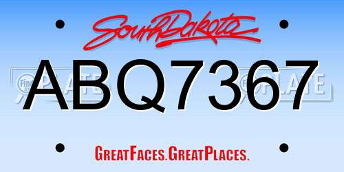 ABQ7367 South Dakota License Plate