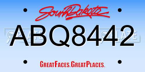 ABQ8442 South Dakota License Plate