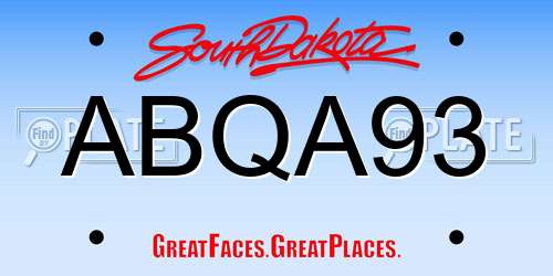 ABQA93 South Dakota License Plate