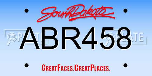ABR458 South Dakota License Plate