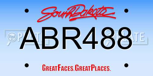 ABR488 South Dakota License Plate
