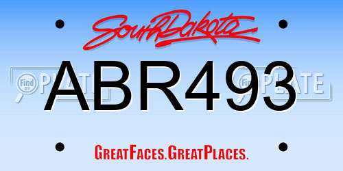 ABR493 South Dakota License Plate