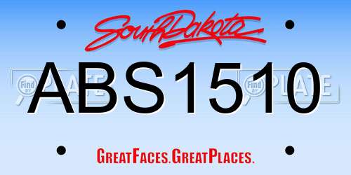 ABS1510 South Dakota License Plate
