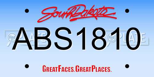 ABS1810 South Dakota License Plate