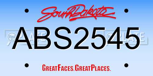 ABS2545 South Dakota License Plate