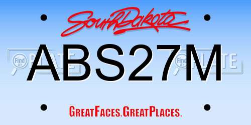 ABS27M South Dakota License Plate