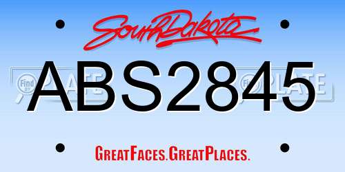 ABS2845 South Dakota License Plate