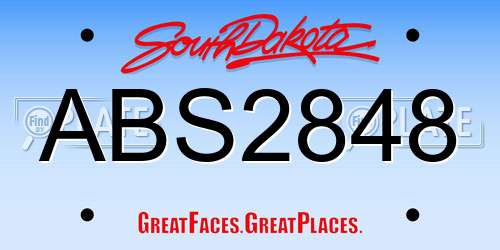 ABS2848 South Dakota License Plate
