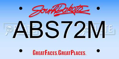 ABS72M South Dakota License Plate