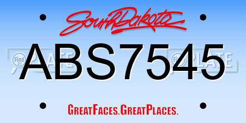 ABS7545 South Dakota License Plate