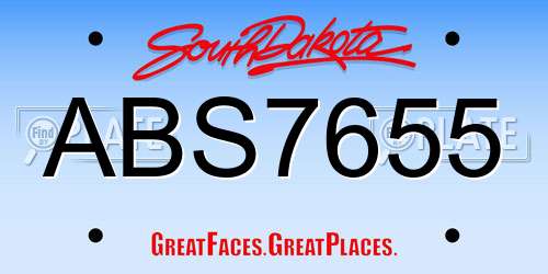 ABS7655 South Dakota License Plate