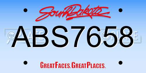 ABS7658 South Dakota License Plate