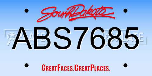ABS7685 South Dakota License Plate