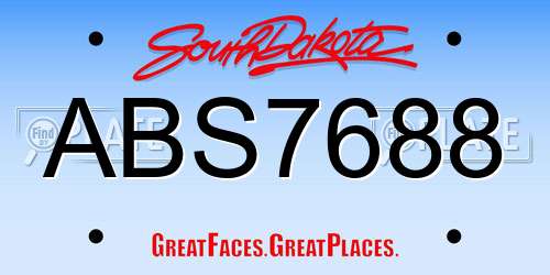 ABS7688 South Dakota License Plate