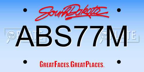 ABS77M South Dakota License Plate