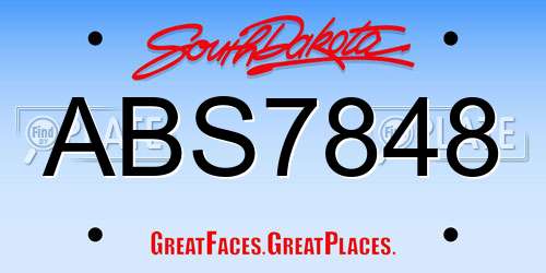 ABS7848 South Dakota License Plate