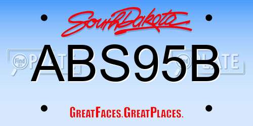 ABS95B South Dakota License Plate