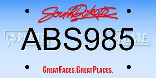 ABS985 South Dakota License Plate