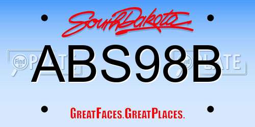 ABS98B South Dakota License Plate