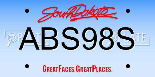 ABS98S South Dakota License Plate