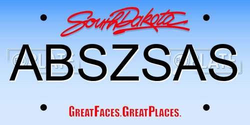ABSZSAS South Dakota License Plate