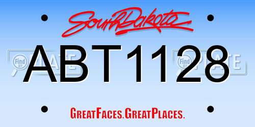 ABT1128 South Dakota License Plate