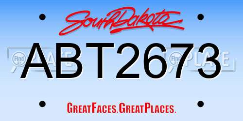 ABT2673 South Dakota License Plate