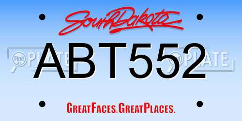 ABT552 South Dakota License Plate