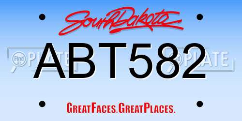 ABT582 South Dakota License Plate