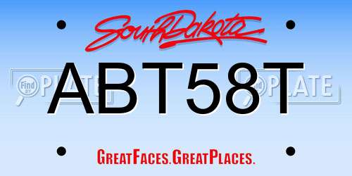 ABT58T South Dakota License Plate