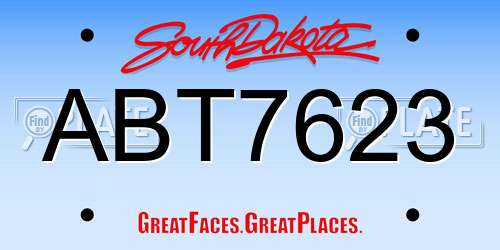 ABT7623 South Dakota License Plate