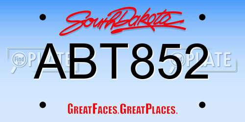 ABT852 South Dakota License Plate