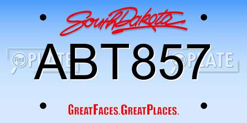 ABT857 South Dakota License Plate