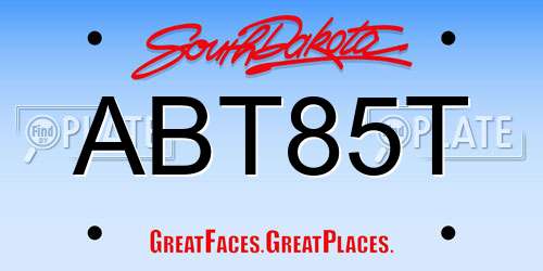 ABT85T South Dakota License Plate
