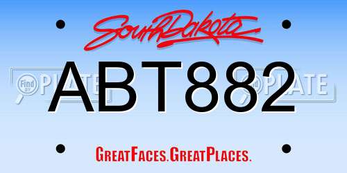 ABT882 South Dakota License Plate