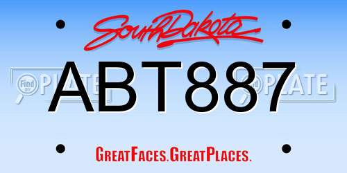 ABT887 South Dakota License Plate