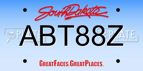 ABT88Z South Dakota License Plate