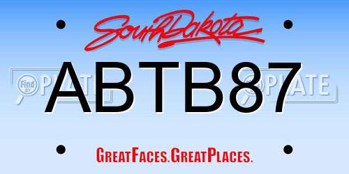 ABTB87 South Dakota License Plate