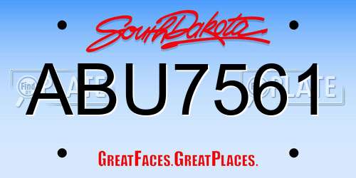 ABU7561 South Dakota License Plate