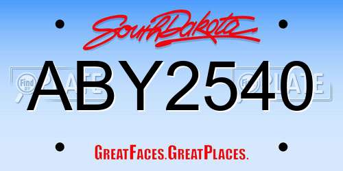 ABY2540 South Dakota License Plate