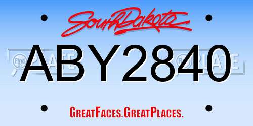 ABY2840 South Dakota License Plate