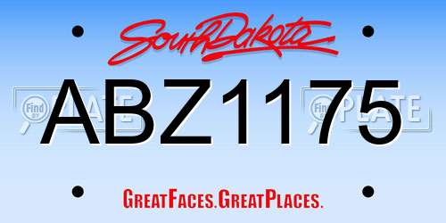 ABZ1175 South Dakota License Plate