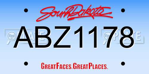 ABZ1178 South Dakota License Plate