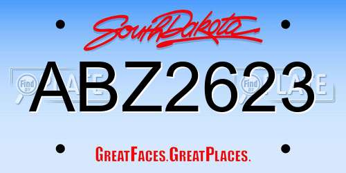ABZ2623 South Dakota License Plate