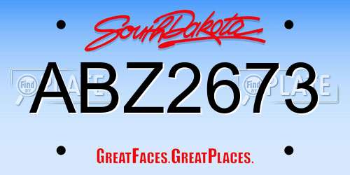ABZ2673 South Dakota License Plate